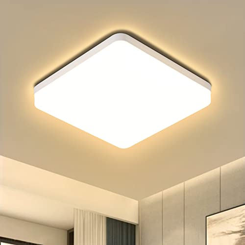 ASHUAQI LED Ceiling Light, 36W 3000K Warm White Bedroom Ceiling Light, 4250LM Square Ceiling Lights for Kitchen, Hallway, Toilet, Porch, Lounge, Laundry, Dining Room, Balcony, Utility Room