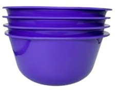 ECO Reusable Unbreakable Colourful Plastic Bowls Set of 4 Shatterproof 100% Food Safe Perfect for Camping, Indoor, Outdoor, and Picnic (Purple, Large 3500ml)
