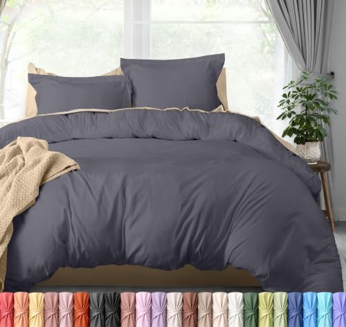 Utopia Bedding Duvet Cover California King Size - 3 Piece with Zipper Closure - 1 Comforter Cover 104X98 Inches & 2 Pillow Shams 20X36 Inches (Grey) Comforter Not Included