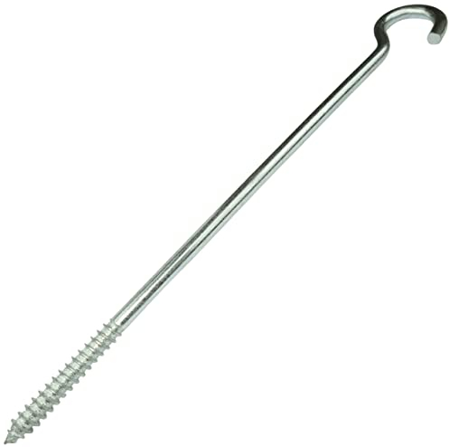 AERZETIX - C58000 - Set mit 5 Haken abgewinkelte augenschrauben zum schrauben Ø8x200mm in form C - offener haken mit selbstschneidender schraube - aus verzinktem stahl - farbe silber