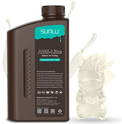 SUNLU ABS-Like 3D Drucker Resin 1KG, 405nm UV-härtendes Standard Photopolymer Schnellharz für den LCD/DLP/SLA 3D Printing, Nicht-spröde & Hohe Präzision, Transparent 1000G