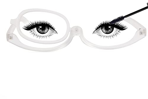 Kodilin Damen tragbare drehbare Faltbare Make-up Brille, Lesebrille, Make-up-Lesehilfe für Frauen,Drehbare Einscheiben-Schminkbrille + Durchsichtig 3.5