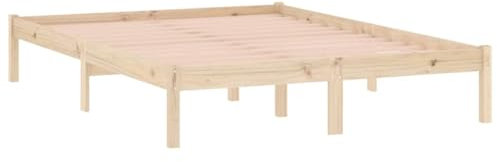 vidaXL Massivholzbett, Holzbett mit Lattenrost, Doppelbett für Schlafzimmer Gästezimmer, Bett Bettgestell Bettrahmen, 137x190cm Kiefernholz