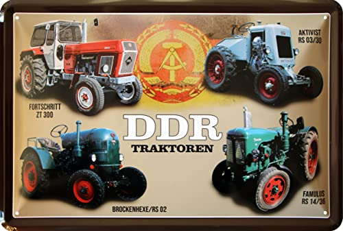 WOGEKA ART Retro Blechschild - DDR TRAKTOREN- ZT300, Brockenhexe, Aktivist, Famulus - Nostalgie Deko Schild als Geschenkidee für TRECKER Fans zu Geburtstag Weihnachten 20x30 cm Metallschild 837