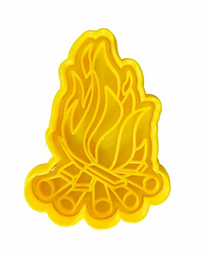The Cookie Cutter Hub 10 cm Camping-Feuer-Ausstechform und passender Präger für Kekse, Kekse, Ton, Backen, Dekoration