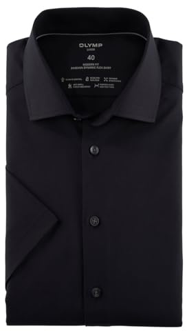 OLYMP Luxor 24/Seven modern fit Hemd Halbarm Twill schwarz Größe 39