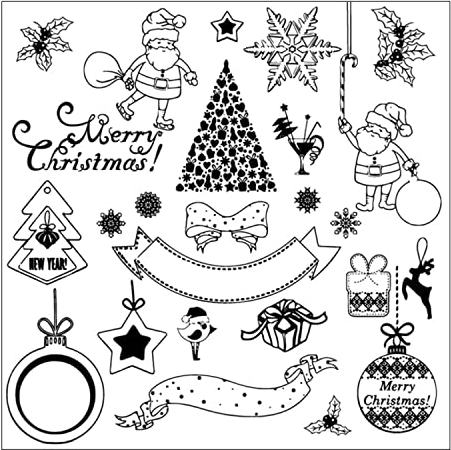 Qoiseys Weihnachtsmann Stempel,Silikonstempel sprüche deutsch, Silikon Clear Stamps für DIY Scrapbooking Fotoalbum Dekoratives Papier Basteln Prägeschablone (10)