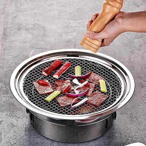 NEWCES Sicherheitszertifizierung Tischgrill, runder Holzkohlegrill, Tischgrill, Räuchergrill, Grillofen for Picknick, Garten, Terrasse, Camping, Reisen