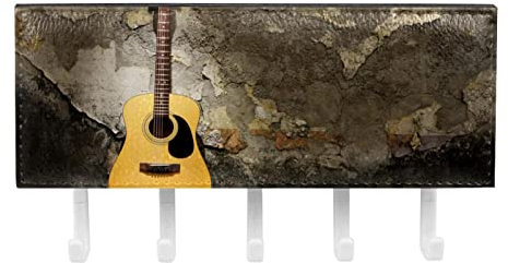 TBOUOBT Schlüsselhalter für Wanddekoration, Mail-Organizer und Schlüsselbrett für Flur, Küche, Bauernhaus-Dekoration,Alte Mauer und Gitarre