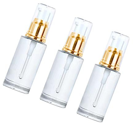 FRCOLOR 3pièces Flacon Pompe Vide pour Huiles Essentielles Cosmétiques Flacons à Pompe Portables Lot de Doré Et Blanc