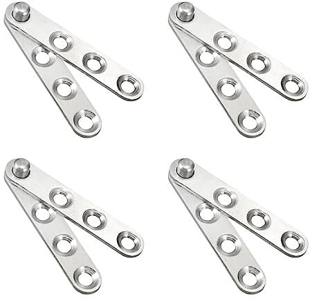 QUARKZMAN 59 x 11 x 10mm Porta Cerniera x 4 Set 360 Gradi Rotante Pivot Cerniera per Divisorio e Armadio, [Argento Tono]