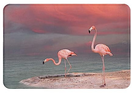 Tapis de porte imprimé flamant rose vif - Paillasson d'entrée extérieur et intérieur - Décoration intérieure - Tapis antidérapant - 40,6 x 61 cm