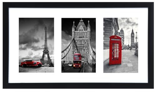 Fixwal Collagen-Bilderrahmen mit drei Öffnungen für 10,2 x 15,2 cm große Bilder, Bilderrahmen-Collage, Multi-Bilderrahmen für Wanddekoration