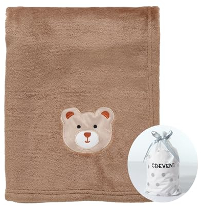CREVENT 75cmX100cm Nette gemütliche Flauschige warme Babydecke für Mädchen Jungen Kleinkinder Bettwäsche Kinderbett Kinderwagen, Baby Dusche Geburtstag Neugeborenes Geschenk für Bär