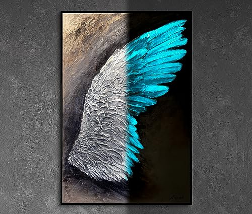 YS-Art XXL Abstrakt Fluoreszierendes selbst leuchtendes Acryl 3D Gemälde auf Leinwand Symbol des Aufstiegs handgemalt Wohndekor Bild echte Kunst 120x80 cm