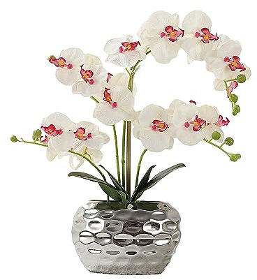 EIOLWJIEO Realistic Appearance Faux Orchid In Pot Long-lasting Durability And Wide Application Elegant Artificial Orchid In Pot, White Red