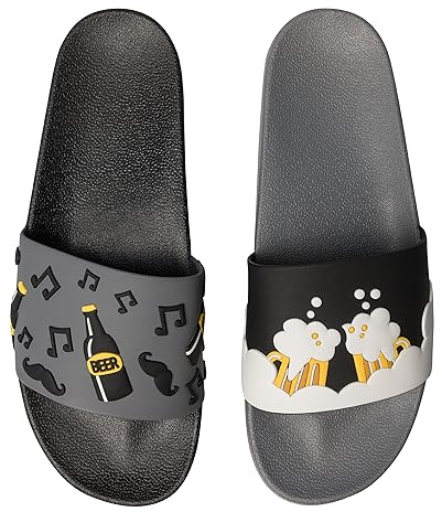 Dedoles Badeschuhe & Hausschuhe viele lustige Designs Bücher Kaffee Katze Party Pizza Dackel Fuchs Panda Delfin Geschenk, Farbe: Bier-Party, Gr.: 42 EU