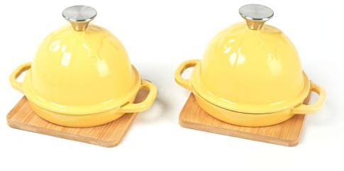 HAWOK Enameled Cast Iron Bread Pot Dia.13 cm/5 inch Yellow