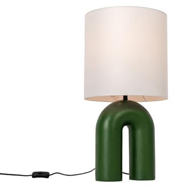 Qazqa Design Tischleuchte mit Schirm, Tischlampe - Lotti - Grün, max. 40W, Geeignet für LED, 59cm, Ideal als Schlafzimmerlampe und Wohnzimmerlampe
