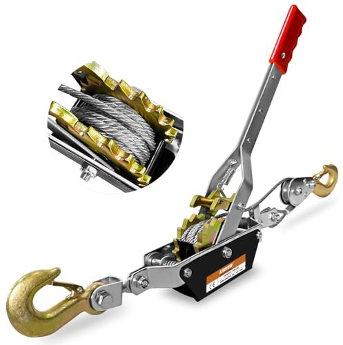 KITUYOTO Come Along Seilwinde Werkzeug Heavy Duty, 2T Seilwinde Abzieher 2 Gang 2 Haken, Komm Along Puller Ratsche Werkzeug, Handwinde Power Puller Ratsche Werkzeug für Bewegung, Sicher, Transport