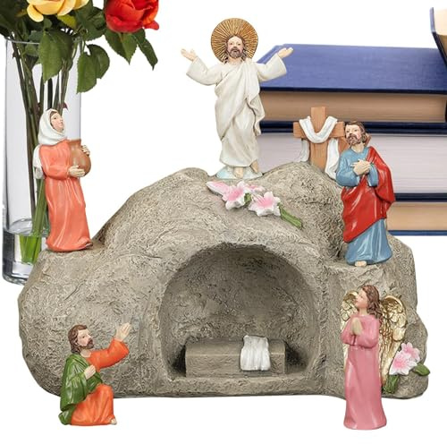 Göttlicher Retter Figuren-Set – Christ's Upward Journey Statue, Heiliges Grab Display | Religiöse Tisch-Sammelfiguren, Tischverzierungen, 6 aufgestiegene Jesus-Figuren aus Kunstharz für Heimdekoration