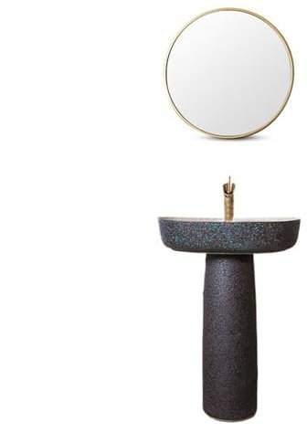 Standwaschbecken Keramik-Waschbecken mit Sockel, 2-teiliges Waschbecken auf dem Boden, mattiertes Badezimmerwaschbecken im Industriestil mit einzelnem Hahnloch Standwaschbecken für Badezimmer(005)