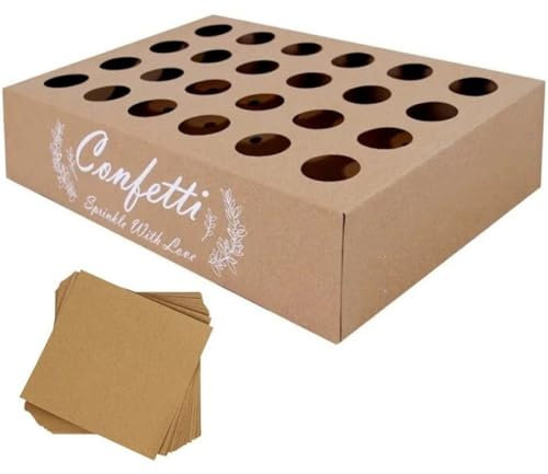 Coni di Coriandoli 30 Pezzi con Scatola Portaconfetti per Matrimonio, Supporto per Vassoio, Petali, Bouquet, Porta Caramelle per Festa di Compleanno