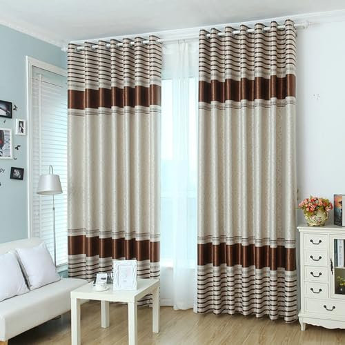 Bishilin Verdunklungsvorhänge Braun 107x183CM, Vorhänge Blickdicht mit Ösen 2 Set Modern Bedruckt Blumen Motiv Gardinen Verdunkelnd Wohnzimmer Jugendzimmer Schlafzimmer