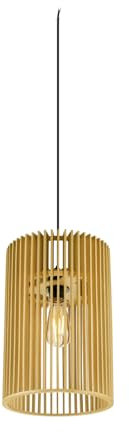 SLV WUD ZYLINDER | Hängelampe aus Holz, Deckenlampe Rund, Esszimmerleuchte, Boho Deckenleuchte, Schlafzimmerlampe, Deckenlampe hell und dimmerbar mit dimmbarem Leuchtmittel, Deckenlampe Boho, E27