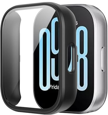 Heioloo Schutzhülle für Xiaomi Redmi Watch 5 Active Hülle mit Gehärtetem Glas, 360° Rundum Displayschutz Anti Kratzen Case Cover für Xiaomi Redmi Watch 5 Active - Schwarz