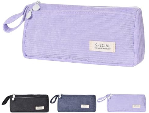 Naapesi Mäppchen Cord-Stoff, Federmäppchen Mäppchen für Mädchen & Teenager, Stiftetasche Pencil Case Federtasche Schulmäppchen für Schule & Büro (Lila)