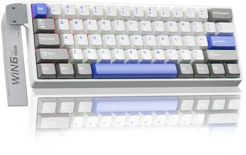 AULA WIN60HE MAX Mechanische Gaming Tastatur mit Kabel,Hall Effect Magnetic Switches,0.01mm Rapid Trigger,Einstellbare Betätigung,8000HZ,60% RGB Tastatur für PC/Mac (Weiß Blau)