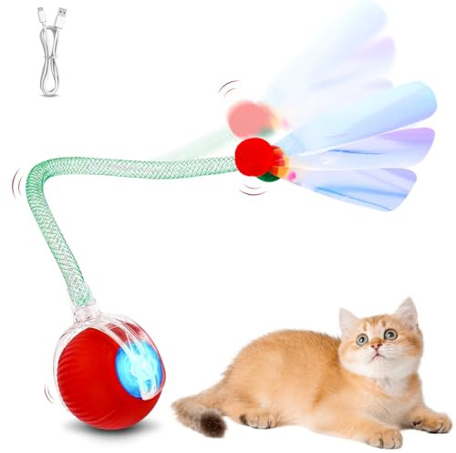 FAOKZE Katzenspielzeug, Interaktive Katzenspielzeuge, katzenspielzeug elektrisch mit USB, Intelligente Hindernisvermeidung katzenspielzeug Ball elektrisch, Spielzeug für Katzen