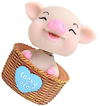 BESTOYARD Schwein Ornament Aus Harz Mit Schüttelndem Kopf Süße Auto Dekoration Einzigartiges Tisch Deko Element Für Wohnzimmer Und Büro Blau