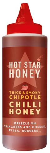 Hot Star Honey Chipotle Chilli Honey Sauce - Smoky Chipotle Honey - 325g | 100% Natural, No Additives – Perfect for Crackers, Cheese, Pizza & Burgers – Made in UK
