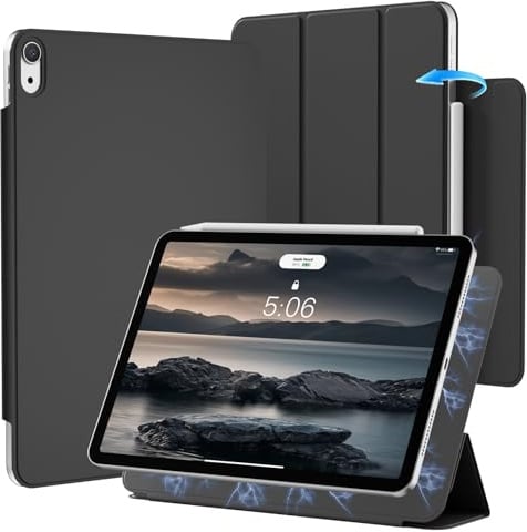 GKABXY Hülle für iPad (A16) 11. Generation 11 Zoll 2025, iPad 10. Generation 10,9 Zoll 2022, Starke magnetische Adsorption, Schlanke Trifold Ständer Hülle, Auto Wachen/Schlafen, Schwarz