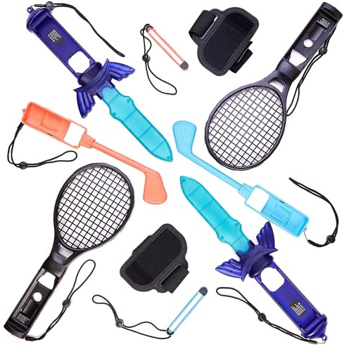 Numskull Offizielles Switch 2 Mega Sportpaket – 10-in-1 Joy-Con Zubehörset – Golfschläger, Tennisschläger, Schwerter, Hand- & Beinbänder