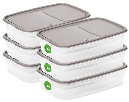 SmartStore Set di 6 contenitori per alimenti a tenuta stagna, 1,6 l, adatti a lavastoviglie, frigorifero, microonde, per la preparazione dei pasti, approvati per alimenti, senza BPA, ermetici