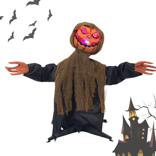 Niesel Animierte Halloween-Deko | Kürbisgeist Garten-Dekoration | Leuchtende Schaukel-Deko mit Sound für Garten Beete Festival Vorgarten Terrasse Weg