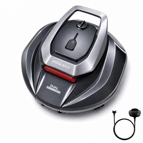 Pooleco Robot Limpiafondos Piscina Inalámbrico con Flotador, Recogida sin Poste, 2 Motores, 90Min, 80m², Autoaparcamiento Inteligente, Diseño Biónico, Fácil de Usar para Piscina Elevada y Enterrada