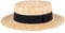 ZAKIRA Classic Straw Boater Hat Handmade from Natural Straw (Black Band, M)
