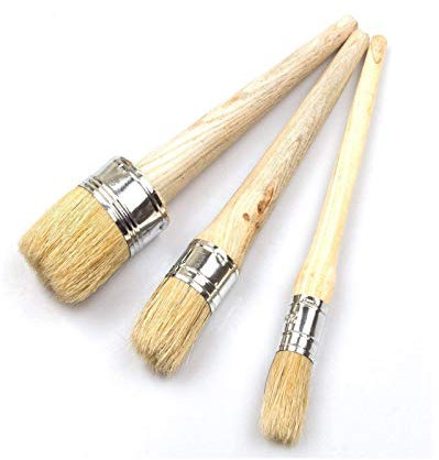 3-teiliges Kreidefarben-Wachspinsel-Set, Naturborsten, runde Pinsel für Möbel