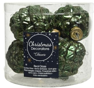 Christbaumschmuck Zapfen Glas 7cm x 6 Stück Weihnachtskugeln piniengrün