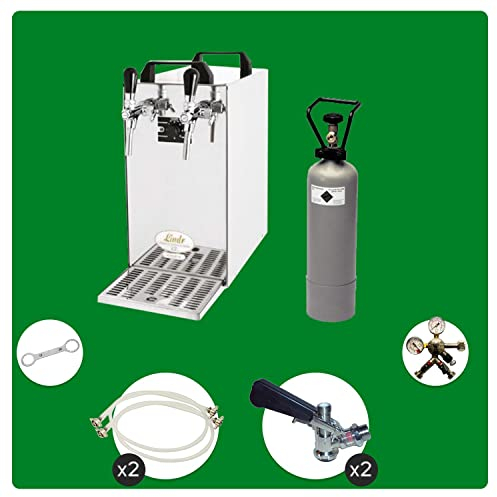 ich-zapfe Komplett Set - Zapfanlage - Kontakt 40 2-leitig Trockenkühler, Durchlaufkühler 50 Liter/h, Green Line, Zapfkopf:KeyKeg, Zapfkopf 2:KeyKeg