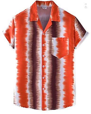 Strandhemd Herren Hip Hop Style V-Ausschnitt Kurzarm Herren Freizeitshirt Sommer Kent-Kragen Knopfleiste Taschen Shirt Mode Druck Trend Hawaii Herren T-Shirt XH80 XL