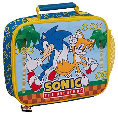 Sonic The Hedgehog Lunch Bag for Kids Sega Lunch Box School Travel Insulated Lunchbag with Drinks Holder