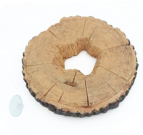 AQUA KT Schwimmende Schildkröte Sonnenrampe Sonnendock Schweben Plattform Holz Baumstamm mit Saugnapf für Terrarien Reptilien Amphibien Lebensraum