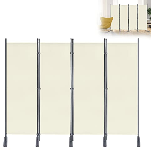 YRHome Paravent Raumteiler 4 teilig 225x180cm flexibel Trennwand Sichtschutz Stellwand Raumteiler Sichtschutzwand mit Kabelbinder & Nägel für Schlafzimmer Wohnzimmer Büro (Beige)