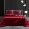 Gezu Housse De Couette Satin 240x260cm Vin Rouge Gris Foncé Unie Double Face avec 2 Taies d'oreiller 65x65cm 2 Personnes Satin Parure de lit Sets de Modern Uni Ensemble Literie avec Fermeture Éclair