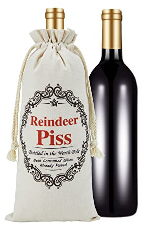 RF&CM Reindeer P!ss Christmas Funny Novelty Wine Bottle Bag Bags Humour Secret Santa